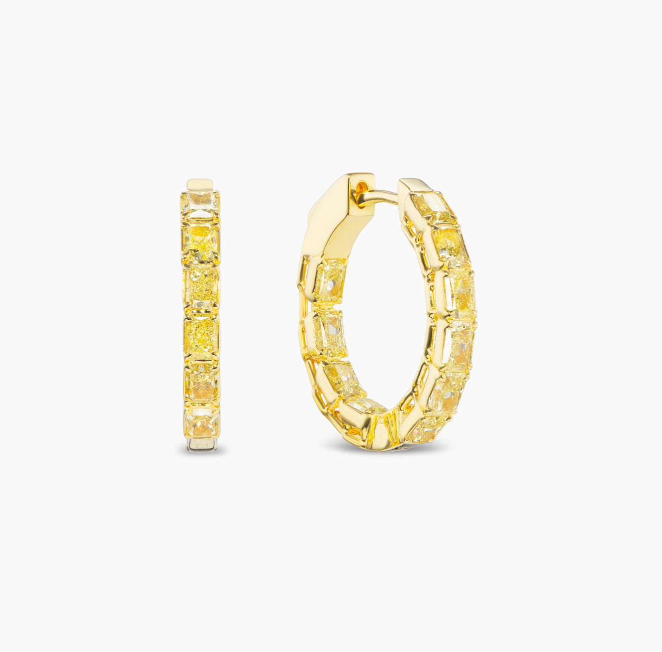 Yellow Diamond In and Out Hoops