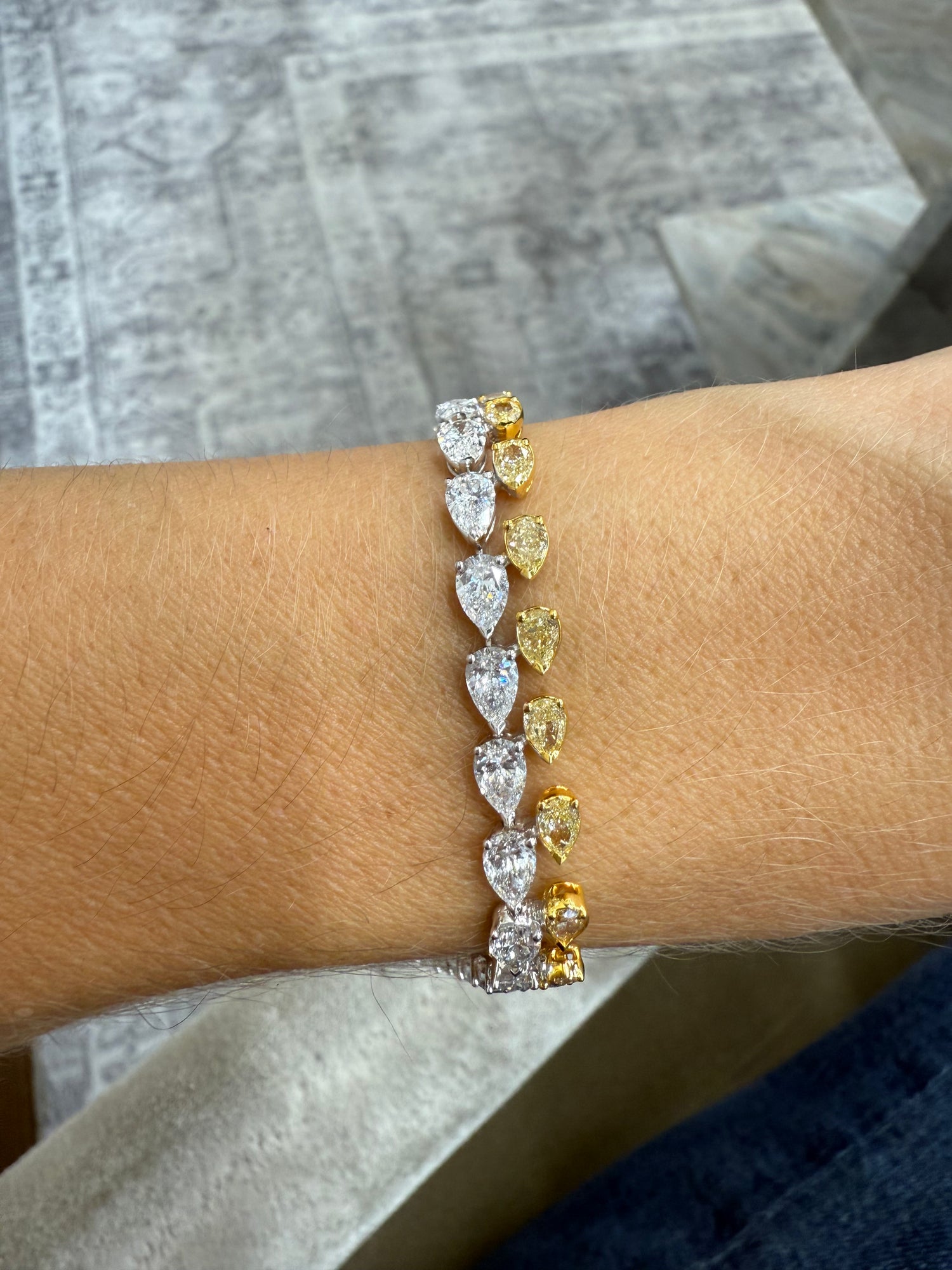 Two Toned Pear Shaped Tennis Bracelet