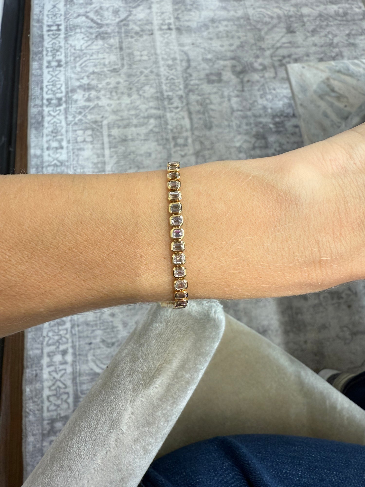 Bezel Emerald Diamond Tennis Bracelet