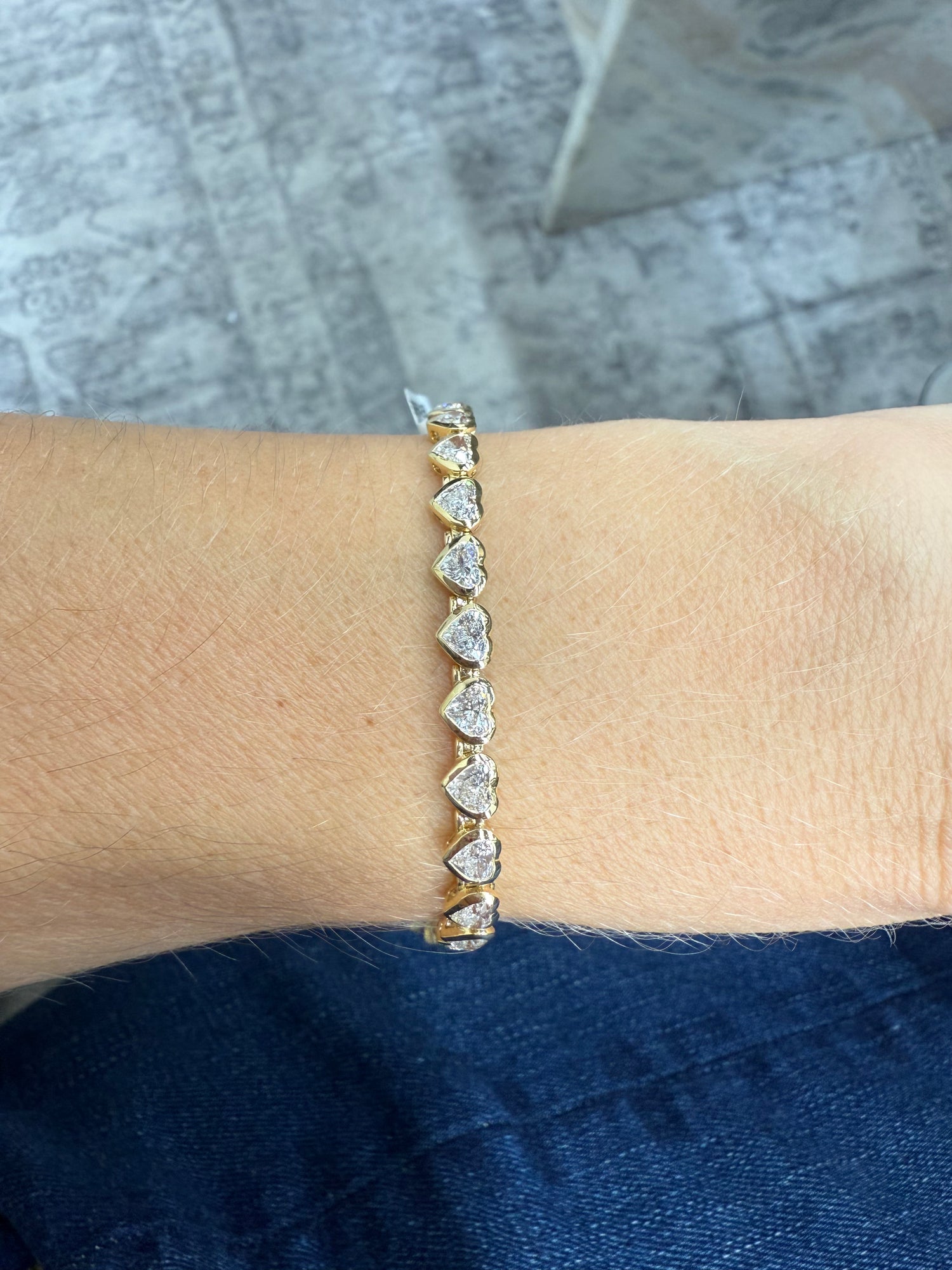Bezel Heart Diamond Tennis Bracelet
