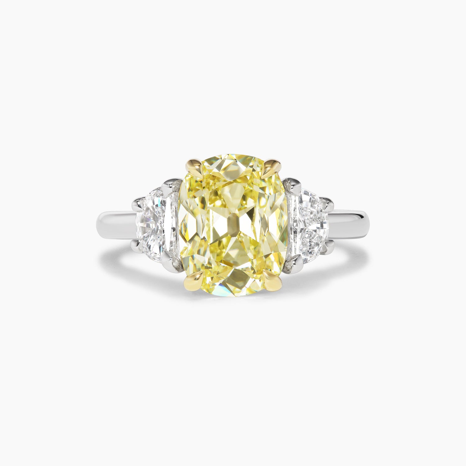 Yellow Old Mine with Half Moons Engagement Ring