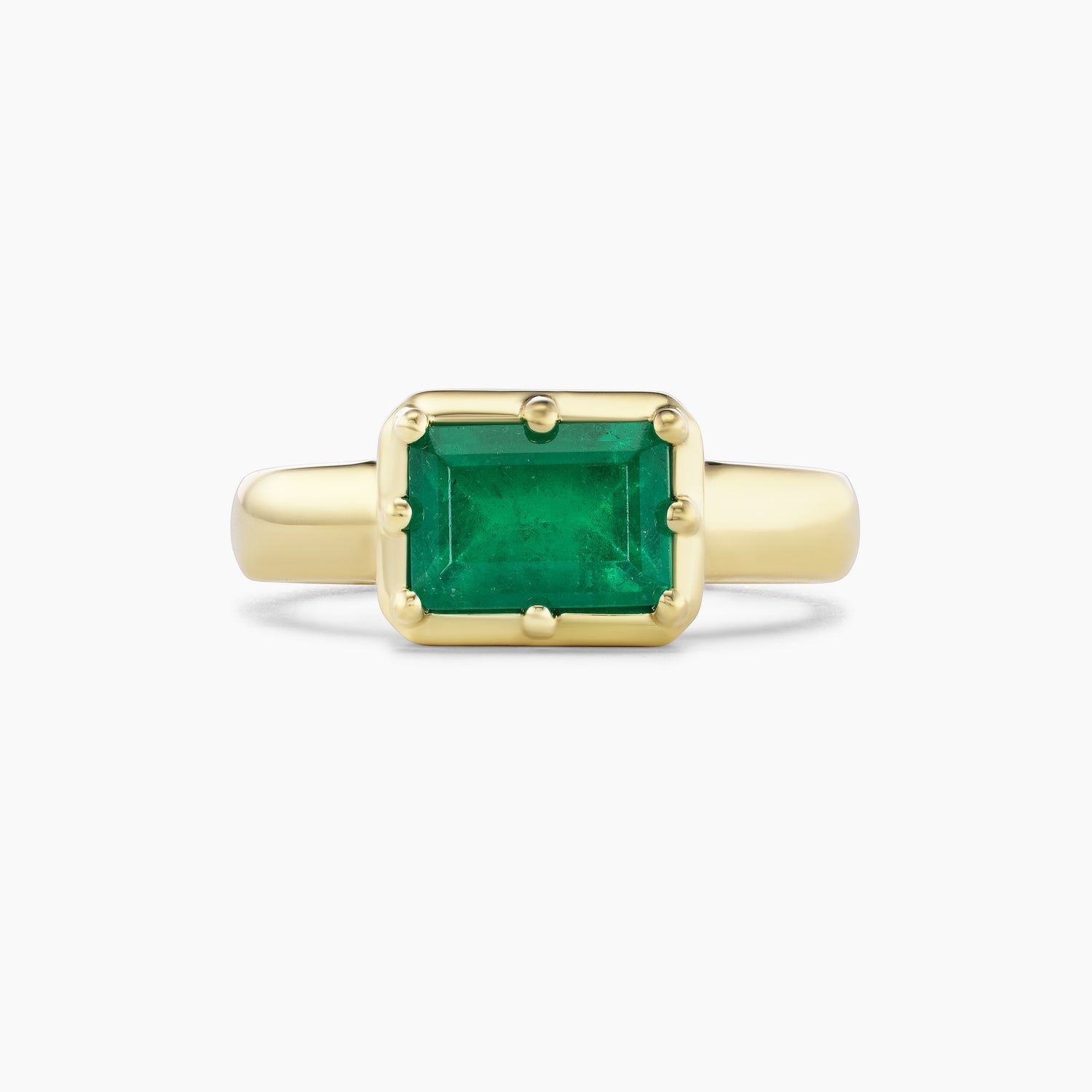 Emerald East West Bezel Ring