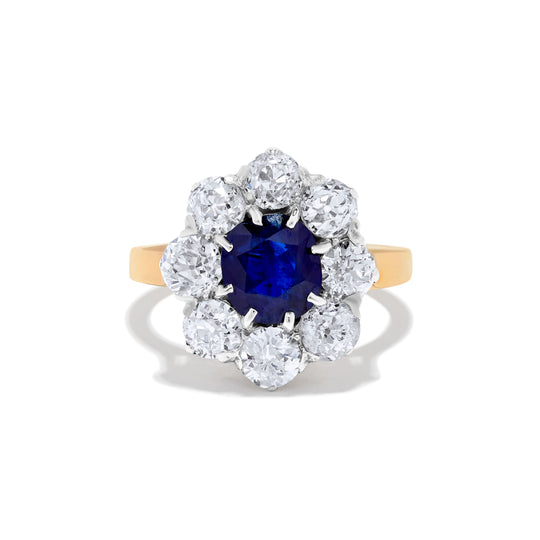 Sapphire and Old Euro Antique Ring