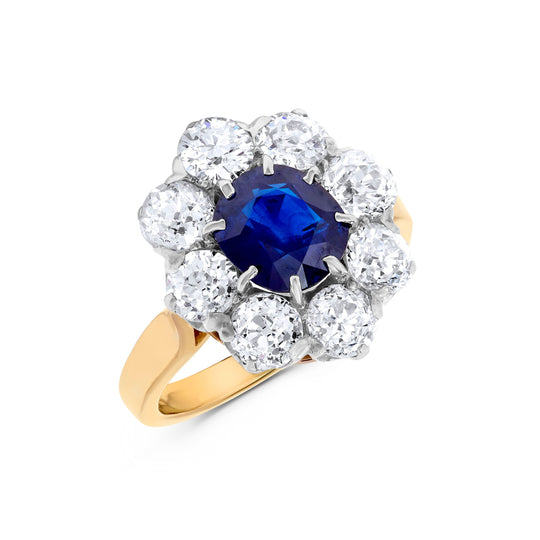 Sapphire and Old Euro Antique Ring