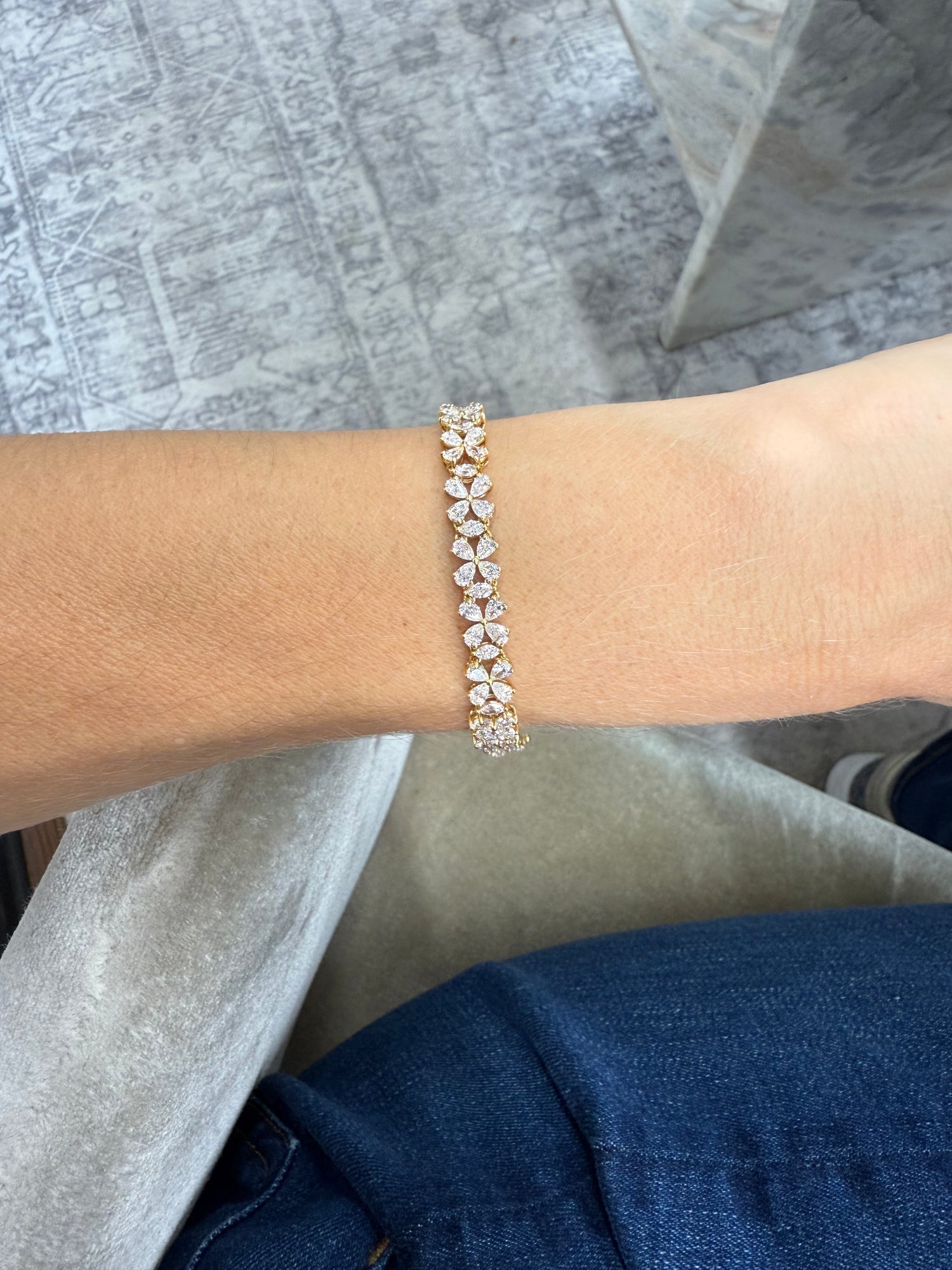 Diamond Flower Tennis Bracelet