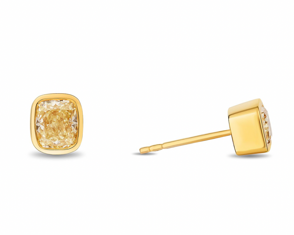 Yellow Diamond Bezel Studs