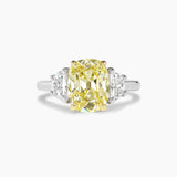Yellow Old Mine with Half Moons Engagement Ring