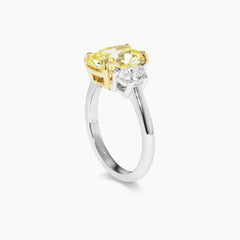 Yellow Old Mine with Half Moons Engagement Ring