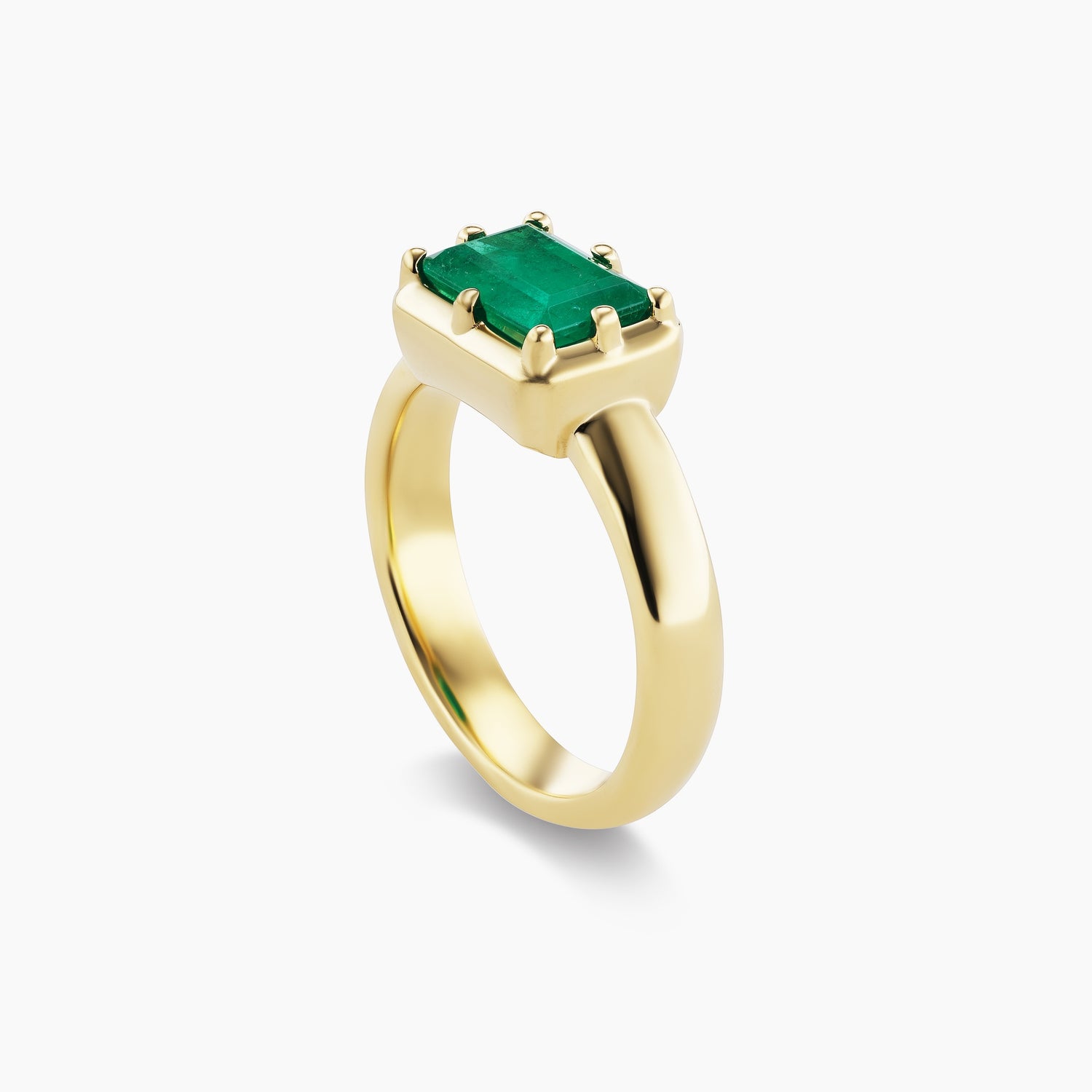 Emerald East West Bezel Ring