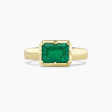 Emerald East West Bezel Ring
